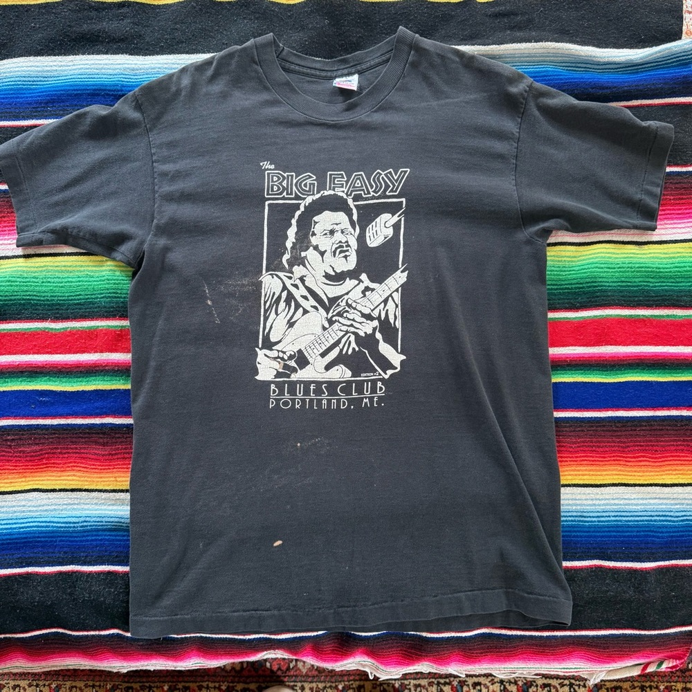 Men’s L Black Vintage Graphic Tee Big Easy Portland ME